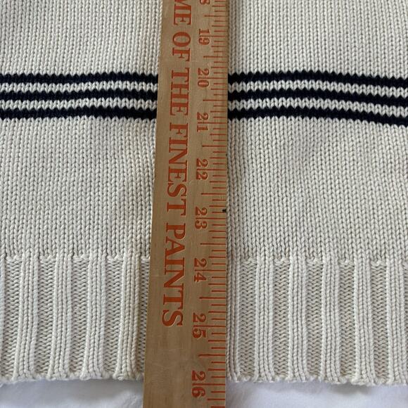 Polo Ralph Lauren White with Blue Stripes Sweater 100% Cotton Men’s Size XL - Picture 16 of 16